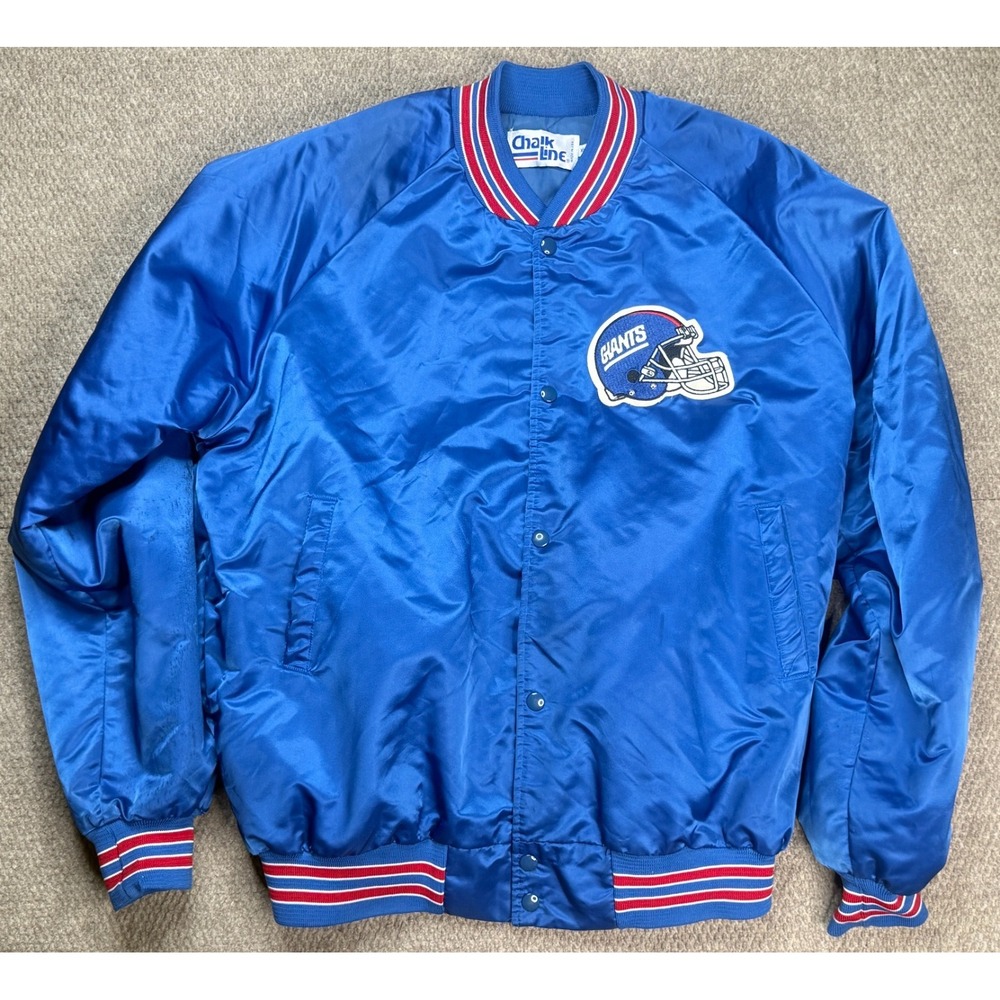 Chalk Line Vtg NFL Embroidered New York Giants Satin Bomber Jaclet Size XL-T